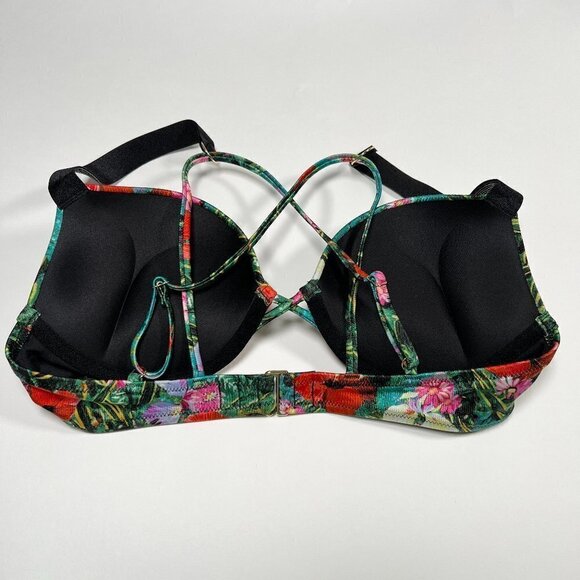 Victoria Secret 34A Bombshell Push Up Bikini Top Shine Strap Palm Tropical Print - Picture 4 of 4